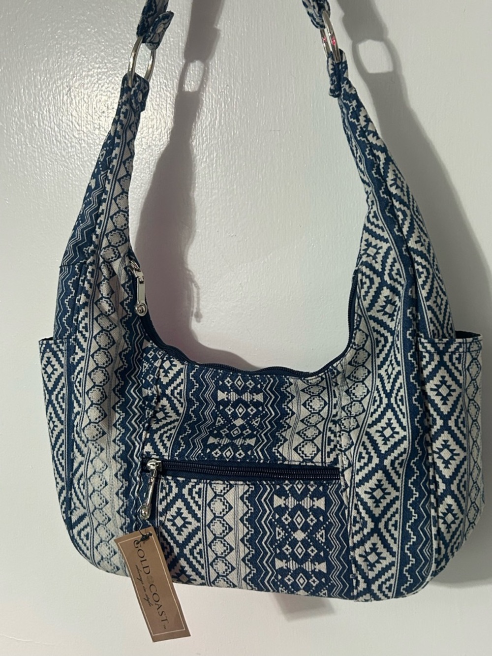 Gold Coast Navy & White Patterned Shoulder Bag